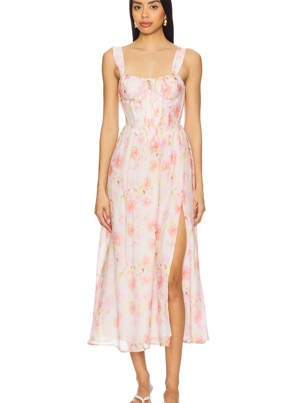 Bardot Esra Printed Midi Dress in Pink Floral